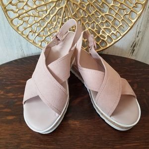Baby pink flatform espadrilles sandals 8